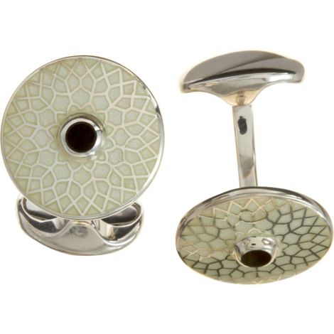 Barneys New York White Pattern Cufflinks
