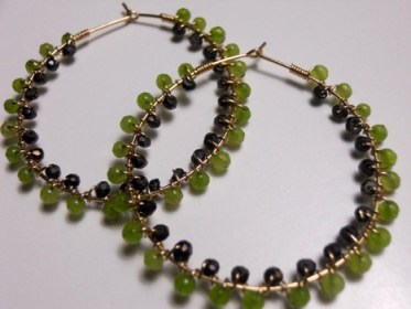 Inside Outside Hoops with Brown Spinel & Green Quartz