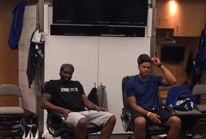 Dallas Mavericks Wesley Matthews (l) and Justin Anderson (r)